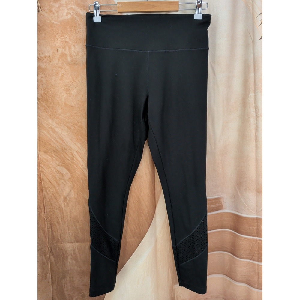 Core10 Laser Cut Calf Black Leggings